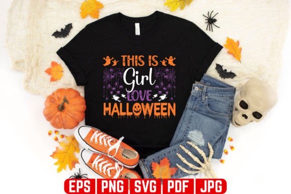 Girl Love Halloween T-shirt Design: A Versatile Graphics Asset