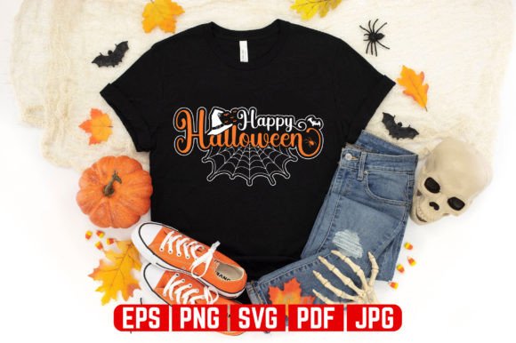 Happy Halloween Typography Tshirt Design for Graphics