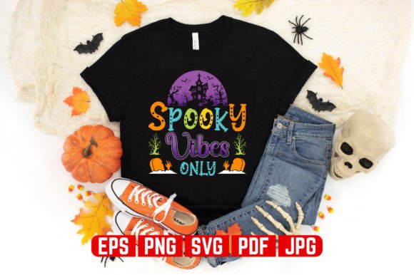 Spooky Vibes Halloween T-Shirt Design: Perfect for Graphics and Handmade Projects